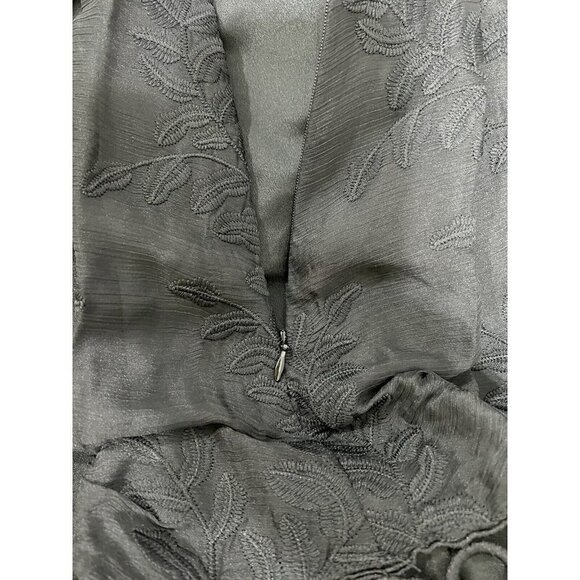 The Clothing Company Embroidered Floral Black Dress‎ V-Neck Flutter S/S Large - Picture 6 of 12